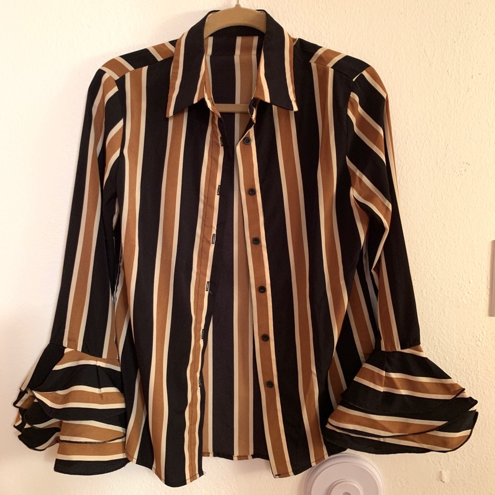 Shein button down flare sleeve top